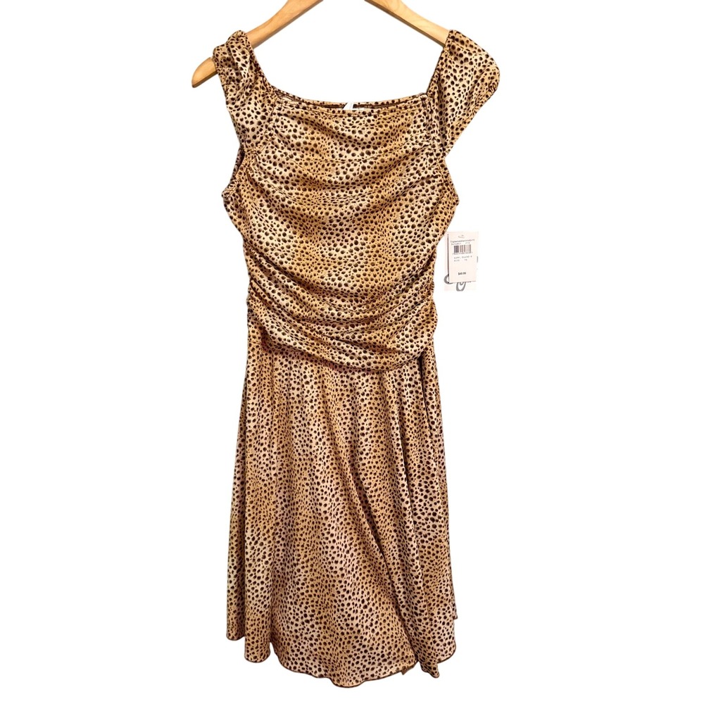 Disorderly Kids Girls Leopard Print Ruched Square Neck Dress‎ Size 16 NWT